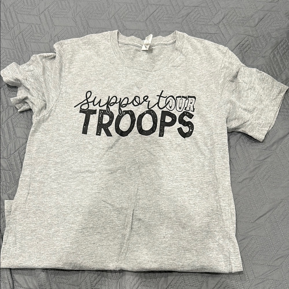 Gray 'Support Our Troops' T-Shirt